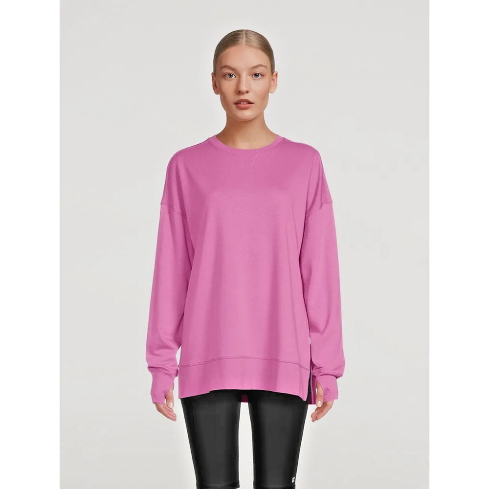 Sweaty Betty After Class Sweatshirt in Allium Pink, Split Hem